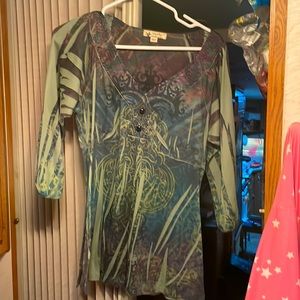 Unity ladies long sleep fashion top-green